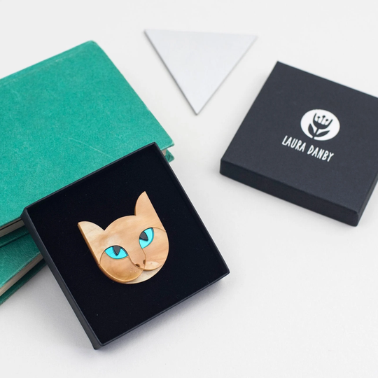 Laser Cut Ginger Cat Brooch
