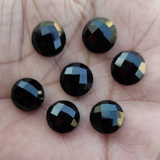 Black Onyx, Round Shape, Faceted Onyx 6Mm To 35 Mm Loose Faceted, Calibrated Gemstone, Micro Cut, Flat Back, Bezel Setting, Wholesale Cutgem