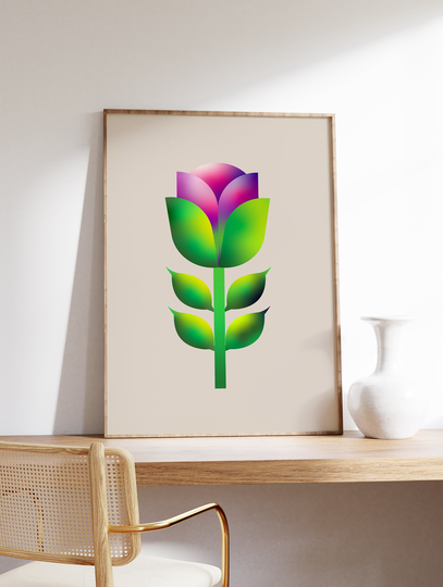 Rose Floral Illustration Print, Art Minimalist Flower Poster, Art, Home Decor, A1/A2/A3/A34