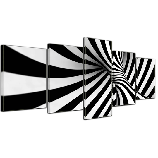 Abstract 3D Spiral 5 Piece Graphic Art on Canvas Set