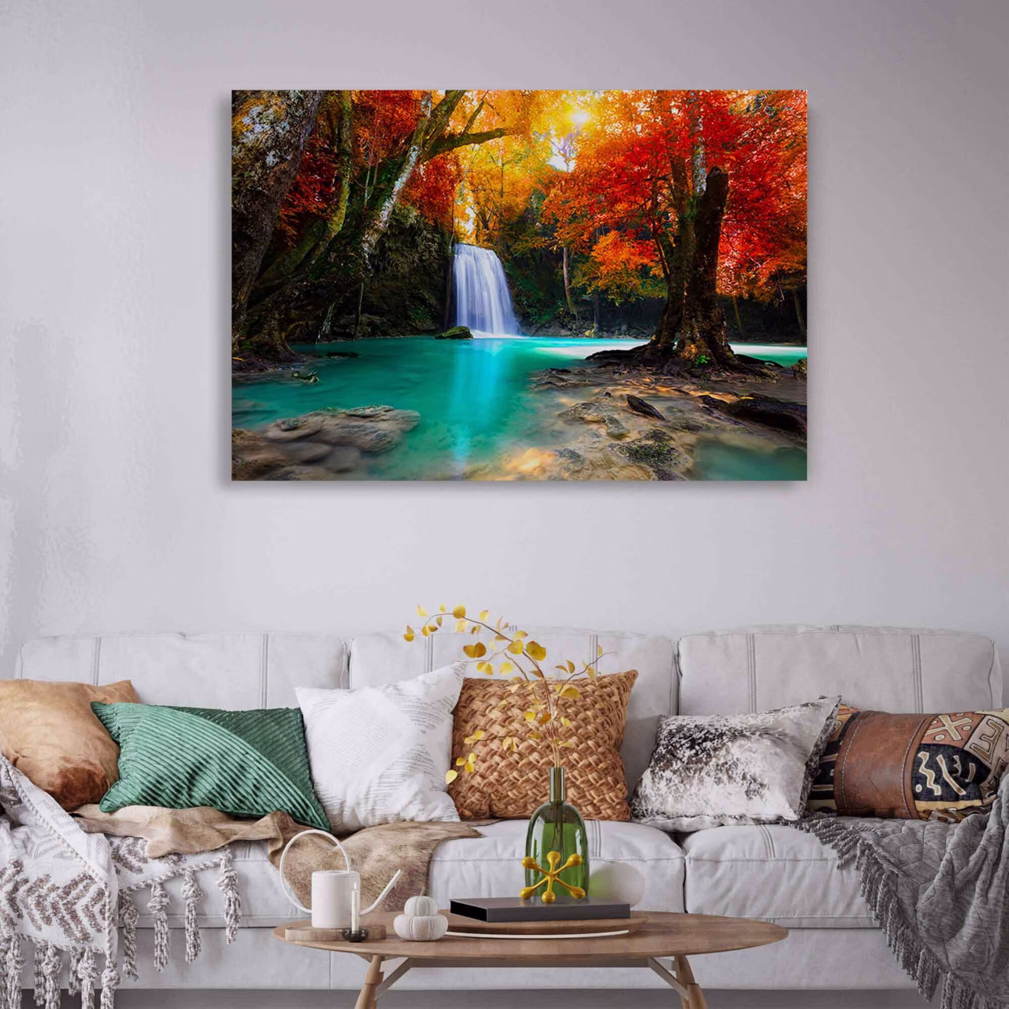 Waterfall Canvas Prints, Giclée Hanging Wall Decor, Modern Art Nature, Above The Couch Artwork, Prints Framed