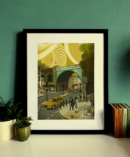 Bristol The Arches Gloucester Road Illustration Print A3