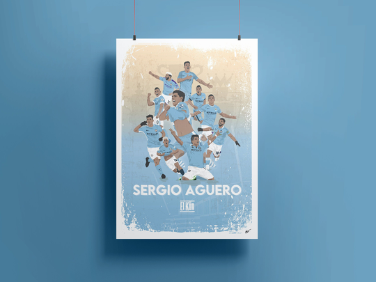 Sergio Aguero Print A3