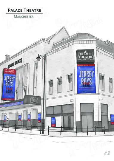 Palace Theatre - Manchester Hand Drawn Digital Illustration With Free Postage
