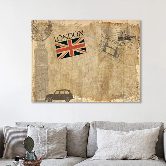 Postcard London by Kimberly Allen - Wrapped Canvas Graphic Art Print