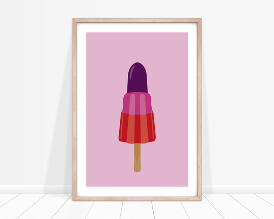 Rocket Ice Lolly Print, Classic Art, Popsicle Nursery Wall Pink Kids Mix & Match Nostalgic Art