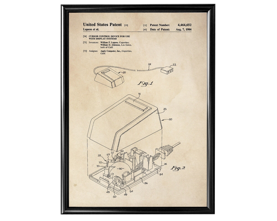 Patent Print - Computer Mouse Apple/Mac Lisa Vintage Poster Wall Art A4 Framed