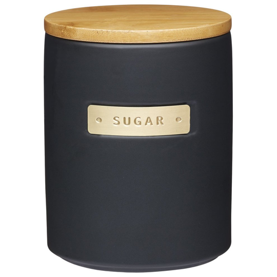 MasterClass Stoneware and Brass Effect Sugar Container with Airtight Bamboo Lid