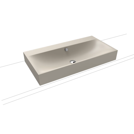 Warm Grey Metal Rectangular Countertop Basin Bathroom Sink
