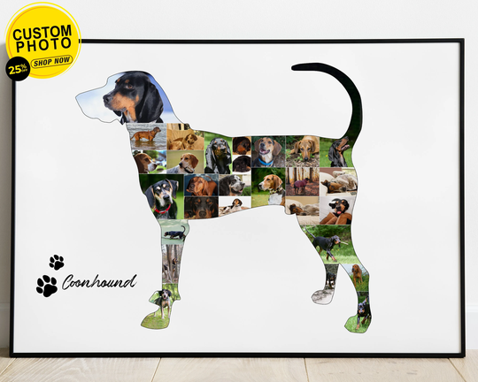 Redbone Coonhound Art, Gifts, Photoshop Watercolor Actions, Double Pet Portraits Watercolor, Custom Canvas Print