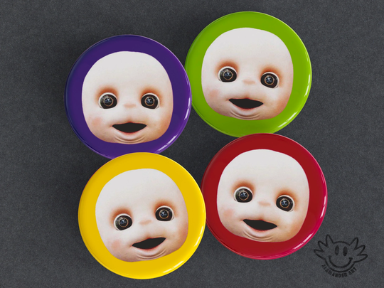 Weirdcore Teletubby Face Pinback Buttons - 1.5