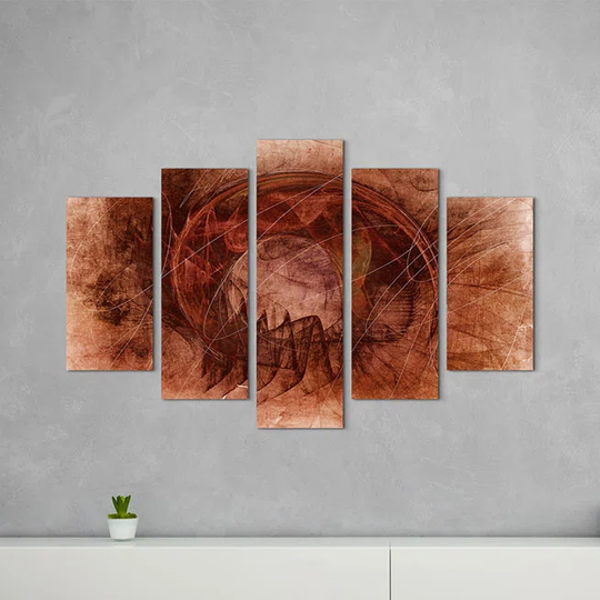 Enigma Sculpture 1361 Abstract 5 Piece Graphic Art Print Set on Canvas