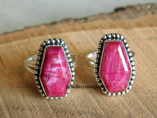 Natural Red Ruby Ring Coffin Sterling Silver Handmade Ringstone Ringruby Gemstone Ringengagement Ringstatement Ringhandmade Ring