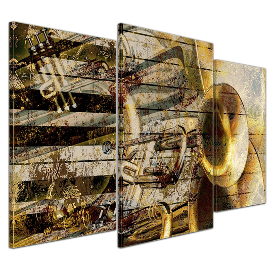 Abstract Trumpet and Piano 3 Piece Graphic Art on Canvas Set