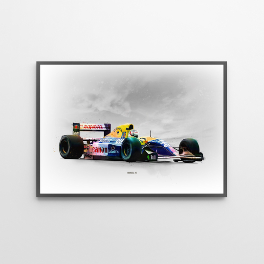 Nigel Mansell Williams F1 Car Poster Print | Art Gift Illustration | Unframed