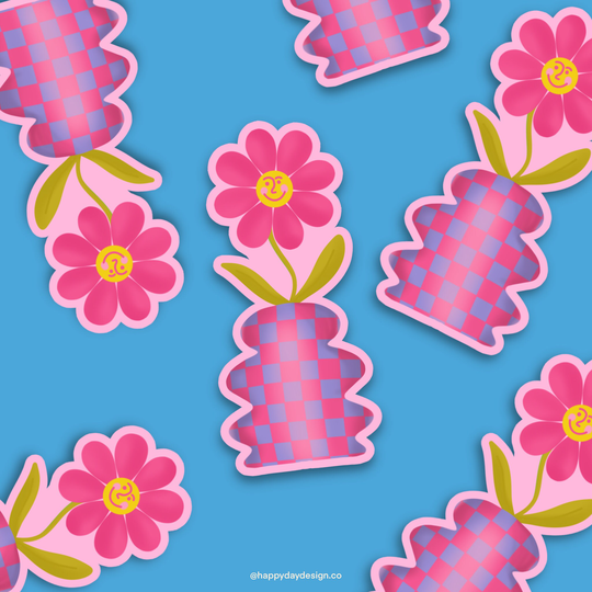 Happy Flower Sticker, Waterproof Laptop Water Bottle High Quality Sticker