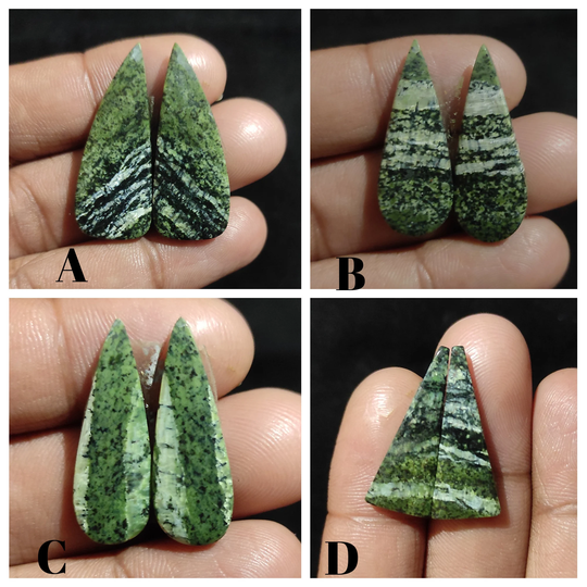 Green Swiss Opal Cabochon Pair Natural Designer Matched Smooth Loose Gemstone Handcraft Cabs
