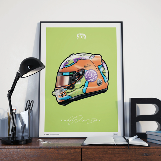 Daniel Ricciardo 2022 F1 Poster | Helmet Mclaren Hand Drawn Art Formula 1 Grand Prix
