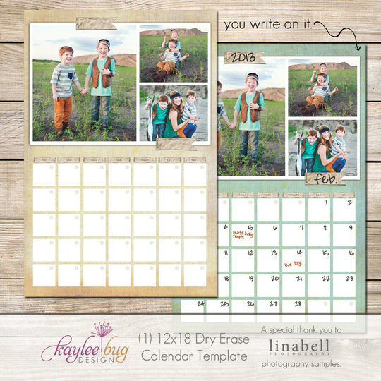 12x18 Dry Erase Calendar Template - 3 Photos Top