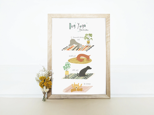 Funny Dog Yoga Print - Anniversary Gift For Lover Wall Art Home Decor Her
