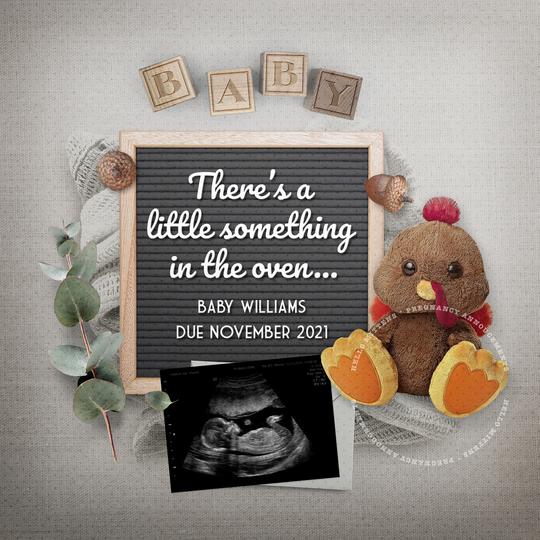 Fall Baby Pregnancy Announcement Digital Announce Social Media Post, Autumn Reveal Due Date For Ig Instagram, Facebook, Buffalo Plaid