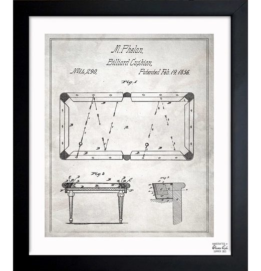 Pool Table 1856 - Picture Frame Graphic Art Print on Canvas