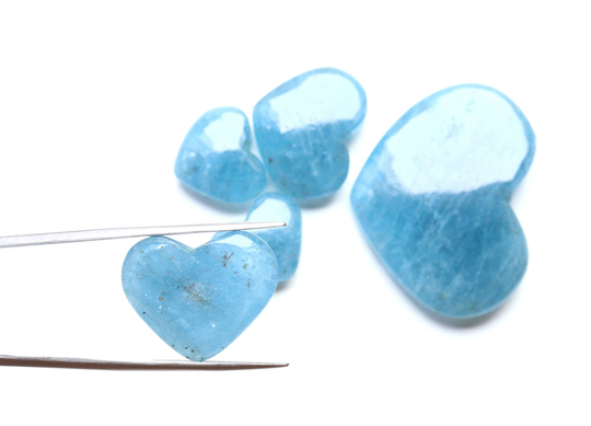 Aaa Grade Natural Blue Aquamarine Cabochon Briolette Gemstone Wholesale Lot Heart Shape Loose For Making Jewelry