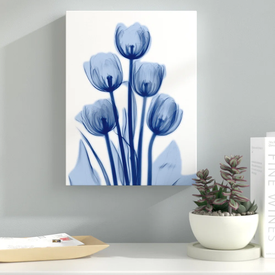 Indigo Spring Tulips 2 - Wrapped Canvas Graphic Art Print