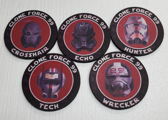 The Bad Batch Clone Force 99 Rubber/Fabric Drink Coasters - 5 Pack High Quality