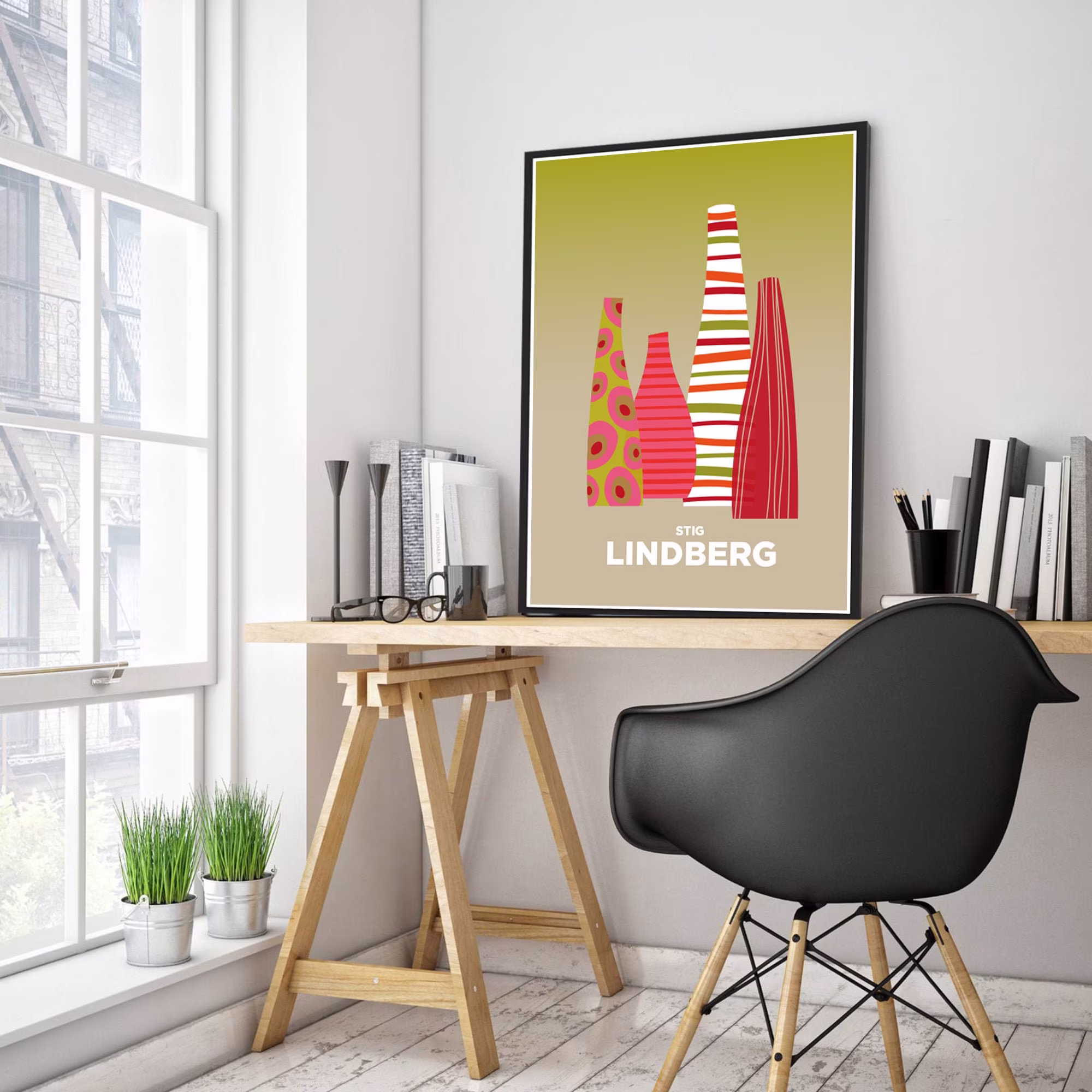 Swedish Design Poster Print Stig Lindberg Mid Century Modern, 1960S Scandinavian Pottery Art Print, Minimalist Style Modern Art