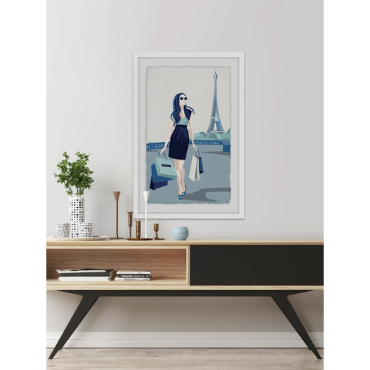Shopaholic Goes to France - Picture Frame Graphic Art Print on Paper