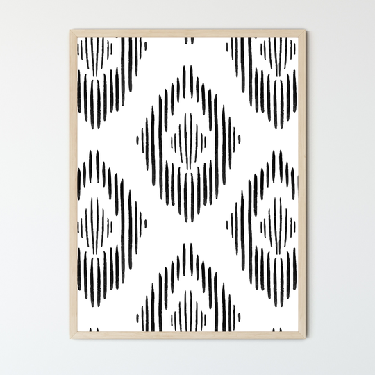 Boho Pattern Framed, Moroccan Decor, Black & White Ethnic Pattern Print