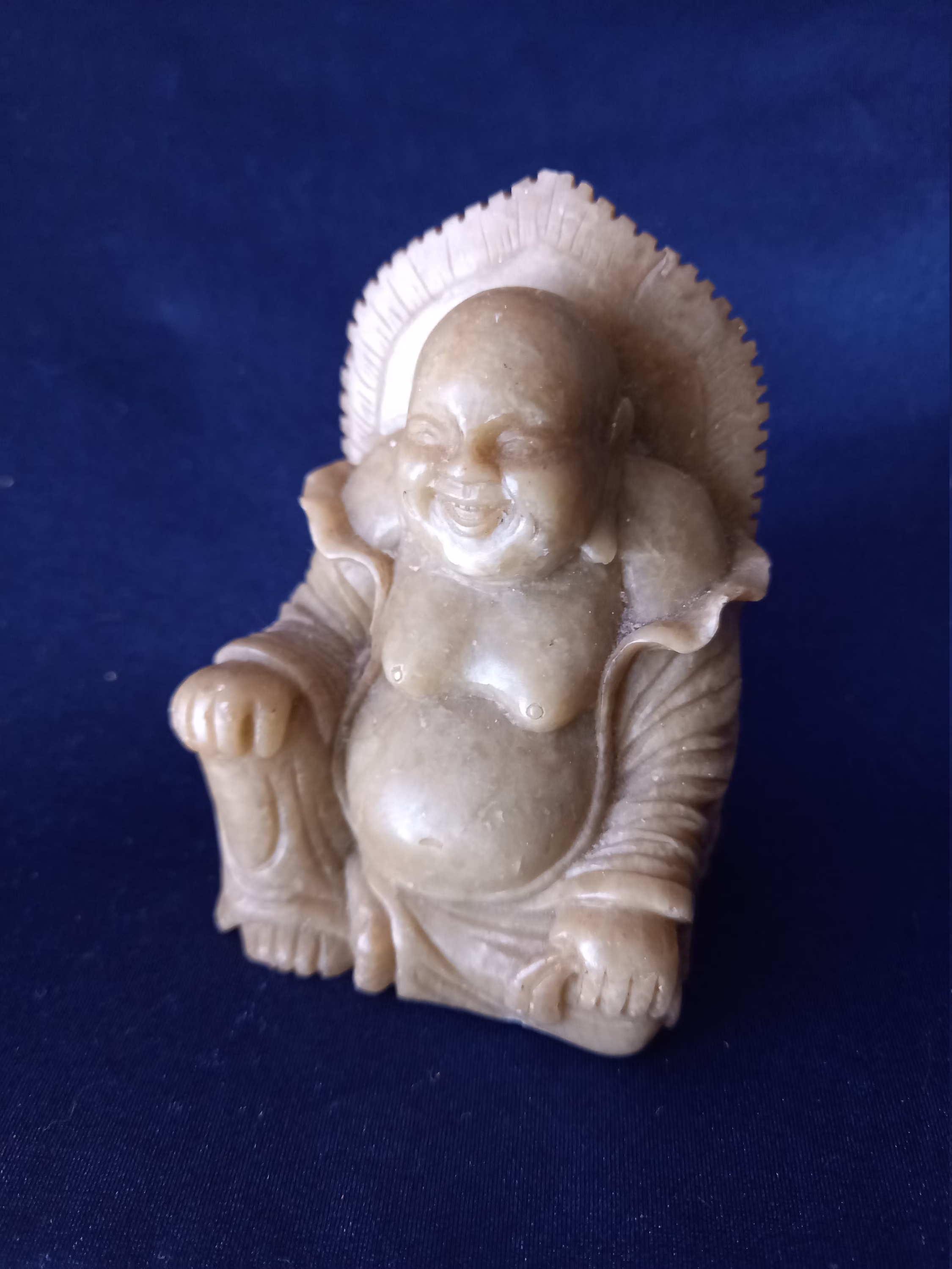 Buddha, Soapstone Laughing Buddha Figurine, Deity, Good Fortune, Vintage Gift, Room Decor, Home Carved