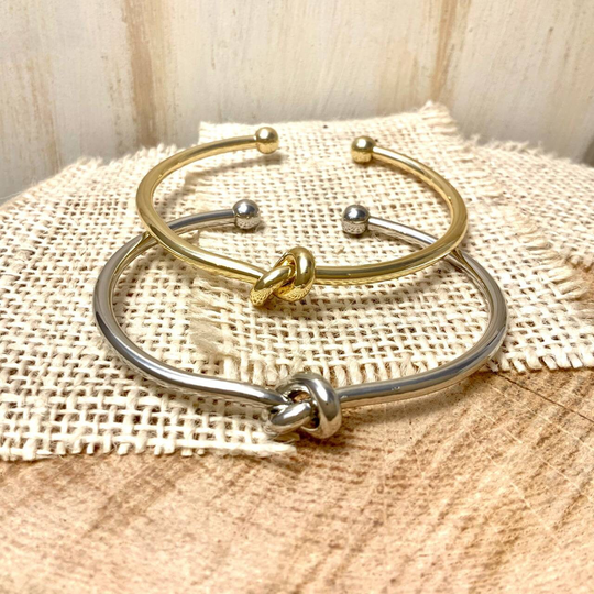 Trendy Knot Cuff Bracelet No Coloration Gold Plated Stackable Fashion Basic Classic Everyday Jewelry Twist Cable