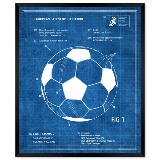 Soccer ball 2012 Blue - Picture Frame Graphic Art Print