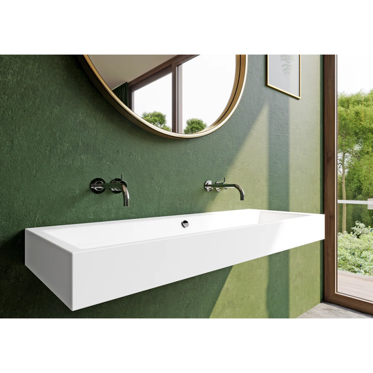 Bahama Beige Steel Enamel Rectangular Wall Hung Bathroom Sink