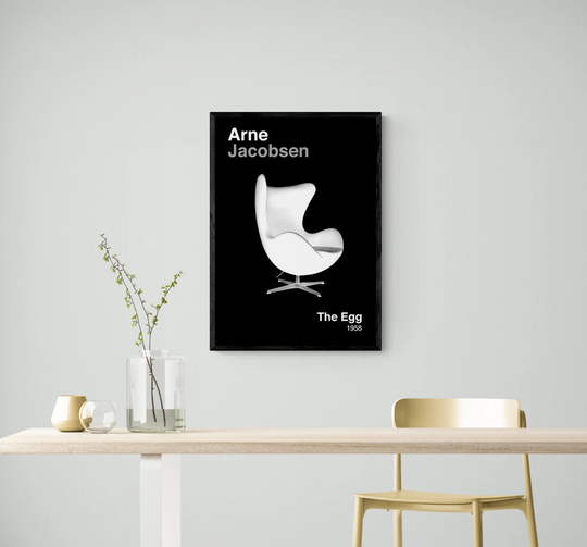 Minimalist The Egg Chair Print | Iconic Art Poster Black & White Minimalism Arne Jacobson