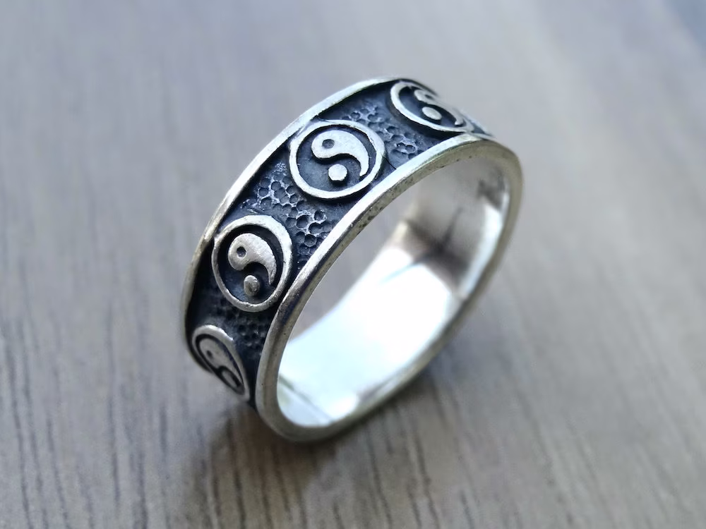 Yin Yang Sterling Silver 925 Ring Chakra Healed Buddha Spiritual Yoga Teacher Band Balance Harmony Soul Jewellery Gift Present