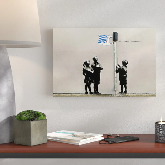 Tesco Bag Flag by Banksy - Wrapped Canvas Graphic Art Print