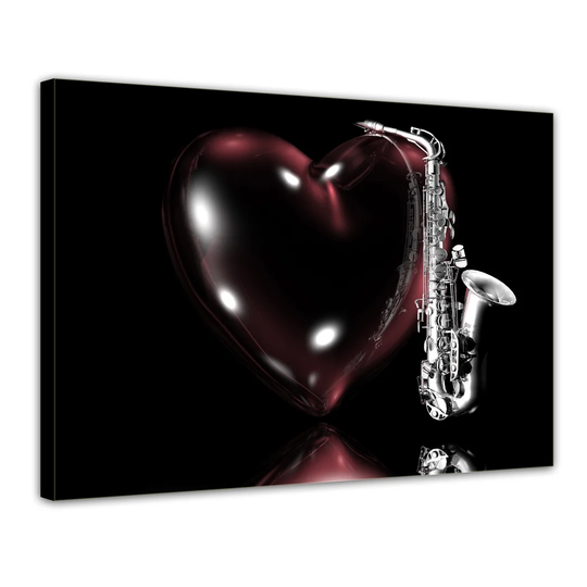 Saxophone with Heart Framed Graphic Art