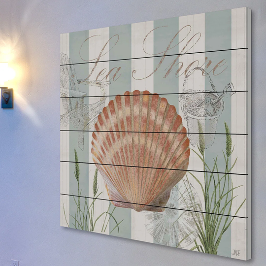 Gold Shell - Unframed Graphic Art Print on Wood