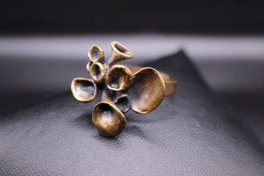 Hannu Ikonen Ring - Adjustable Vintage Organic Finnish Bronze "Reindeer Moss'/