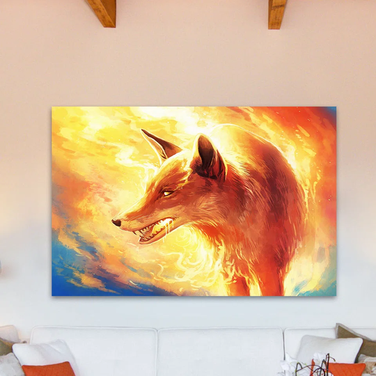 Fire Fox by Jonas Jödicke - Wrapped Canvas Graphic Art Print