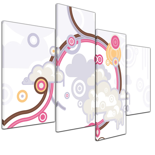 Abstract Retro Background I 4 Piece Graphic Art on Canvas Set