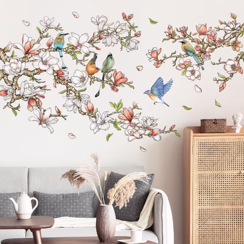 Birds On Tree Wall Stickers | Tree Branches Decal House Warming Gifts 30% Off Https//Www.babiesdecor.com
