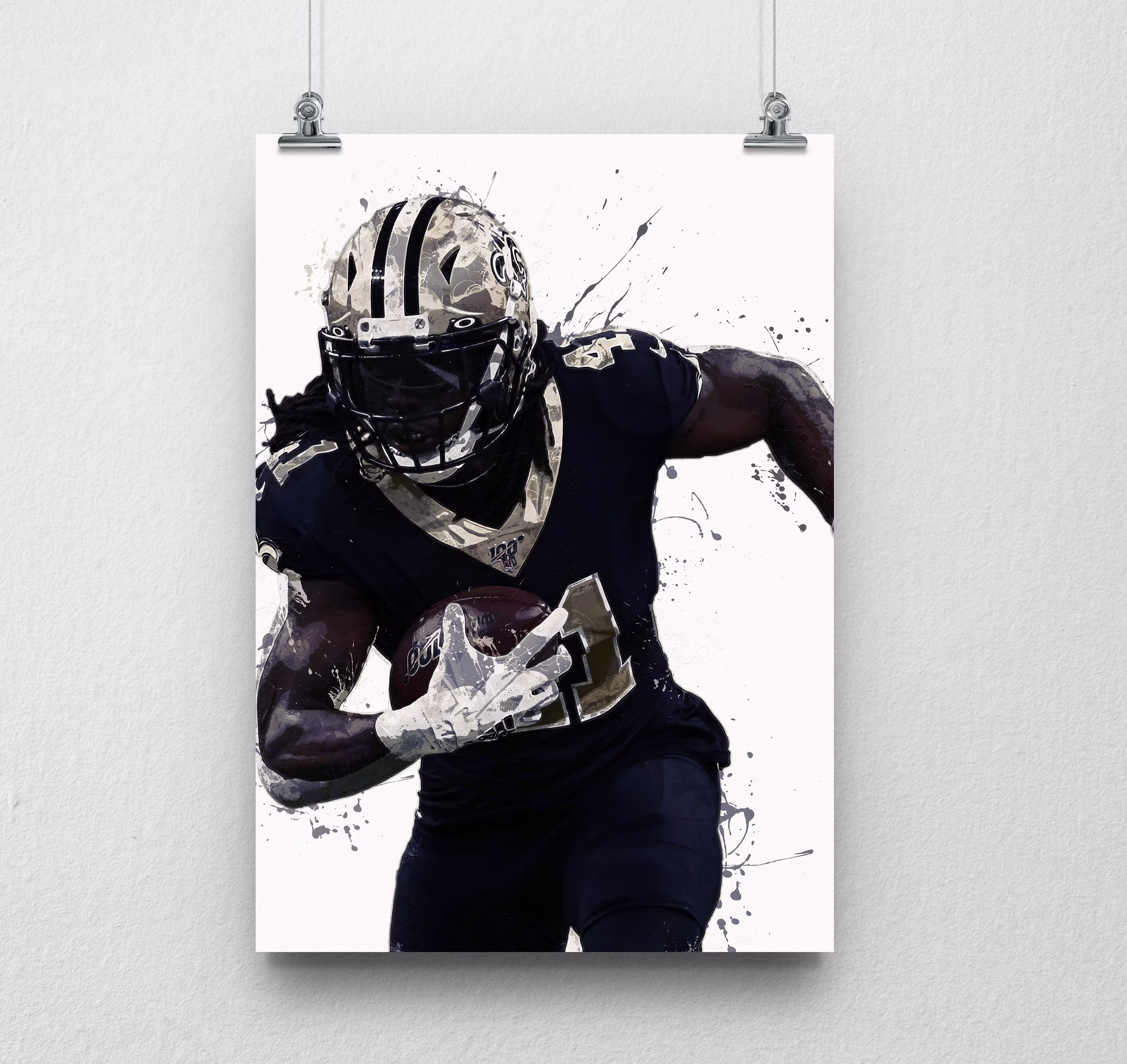 Alvin Kamara New Orleans Saints Poster, Wall Art, Sports Fan Art, Print, Kids Decor Digital Posters