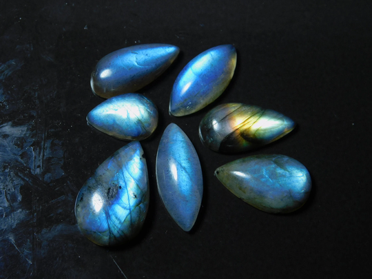 7 Piece Lot Natural Multi Blue Labradorite Cabochons Top Quality Spectrolite Gemstone Handmade Loosestone 44Cts#2550