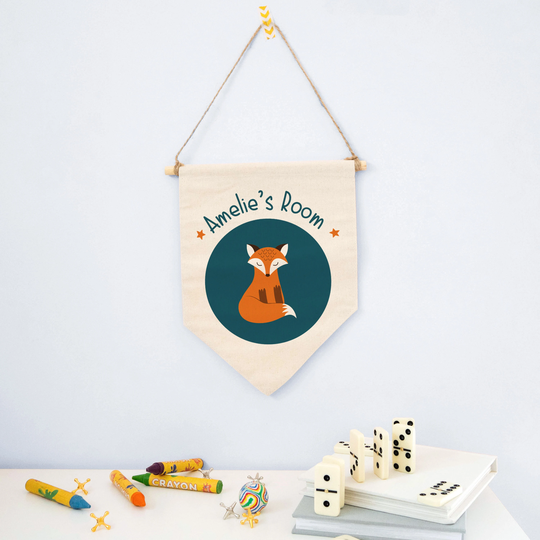 Mini Fox Pennant Flag For Children, Cute Wall Decoration Kids, Bedroom Nursery Banner, Christmas Gift