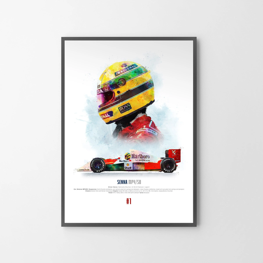 Ayrton Senna Legend 3x Formula One World Champion Poster Print | Art Gift Illustration | Unframed