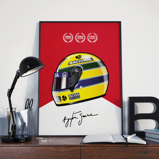 Ayrton Senna F1 Helmet Poster | Mclaren Grand Prix Hand Drawn